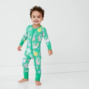 Little Sleepies Green Hoppy Days Zippy Pajamas Size 6-12M VGUC